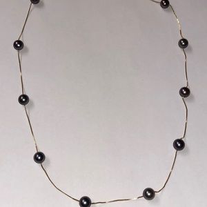 14Kt Gold Gray Pearl Floating Necklace 17" Chain